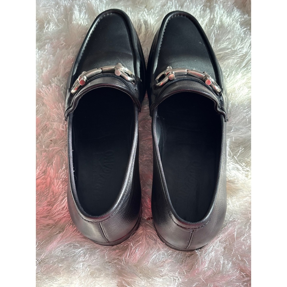 Salvatore Ferragamo Mens Gancini Bit Loafers Black Leather ZM 014782 10.5 Luxury - Picture 2 of 8